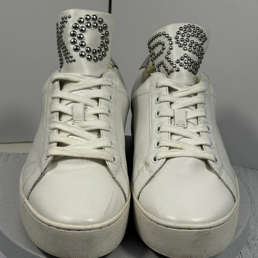 Michael Kors Women‎ Sneakers 10M White Leather Studded Platform Lace Up